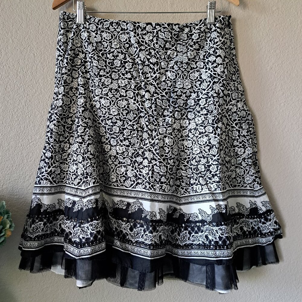 Apt. 9 Black & White Vintage Y2K Layered Full Skirt Size 10